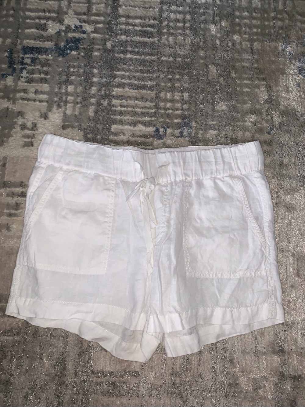 Caslon White Linen Drawstring Bermuda Shorts